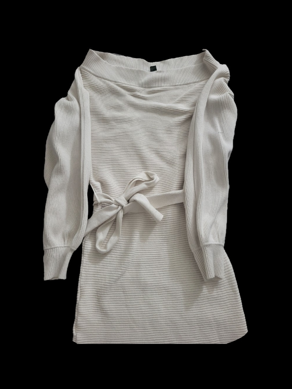 Forever 21 Off-Shoulder Ribbed Sweater Dress in Cream